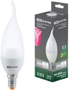 TDM ELECTRIC SQ0340-0015 Лампа светодиодная WFC37-5 Вт-220 В -3000 К–E14 (свеча на ветру) TDM